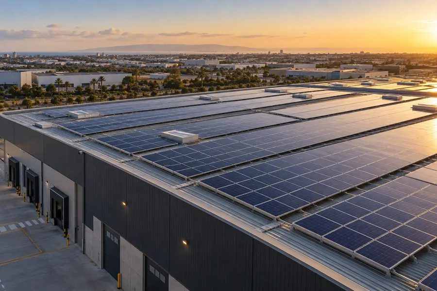 Centrale solaire sur la toiture d'un bâtiment d'entreprise